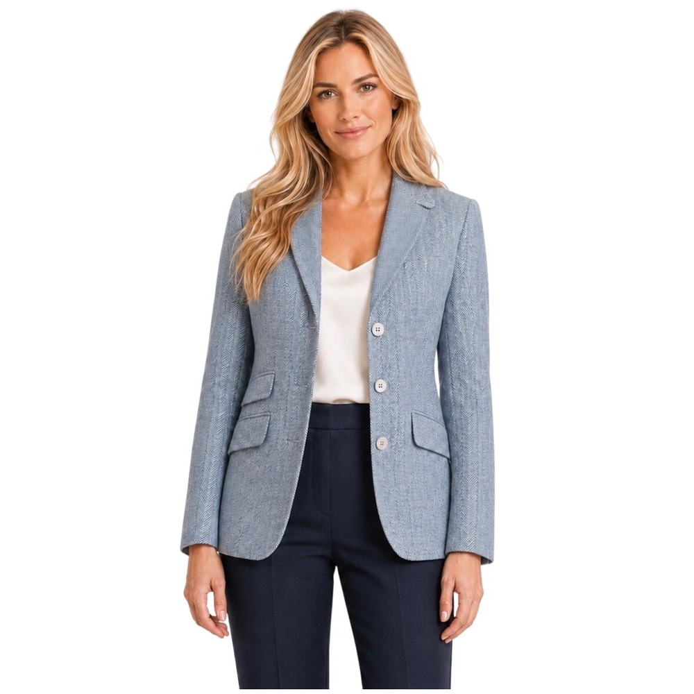 Polo by Ralph Lauren Sky Blue Textured Single-Breasted Blazer